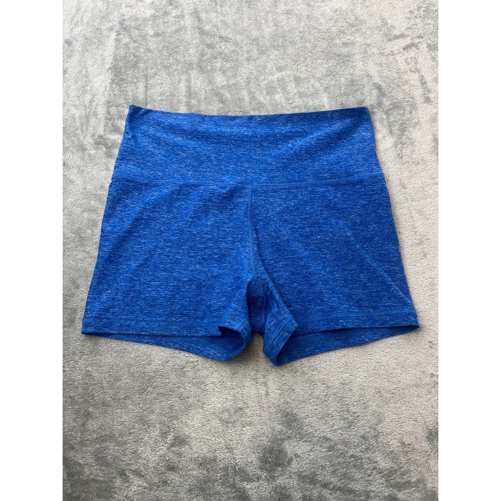 Womens Blue Fitness Bike Shorts Soft Stretch Yoga Gym Training Size M